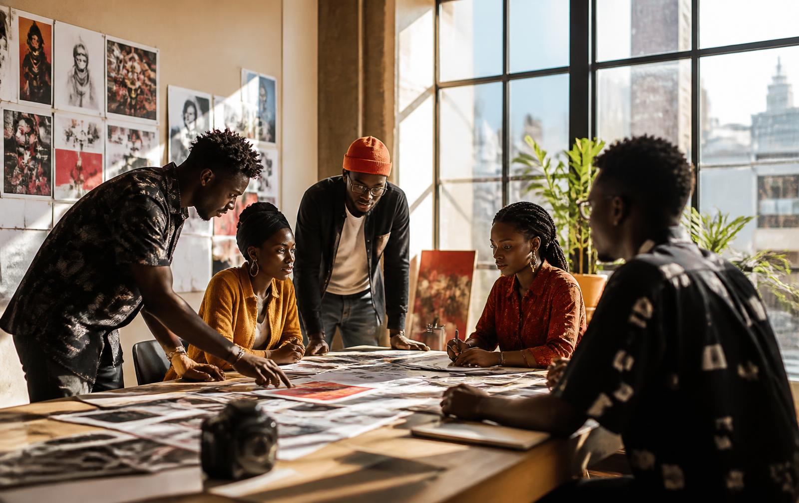 A creative team collaborating in a Nairobi studio